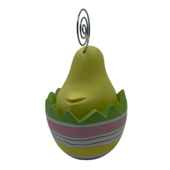 Easter Chick Paperweight Photo Card Holder Spring Decor Cute Yellow Chick in Egg - Picture 6 of 8